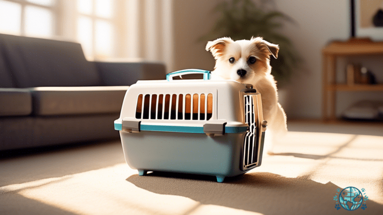 Airline-approved pet carrier for safe and comfortable travel, showcased in a well-lit room with sunlight streaming through large windows.