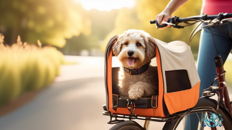 Joyful bike ride with a happy pup comfortably nestled in a practical bicycle dog carrier, enjoying the sunshine