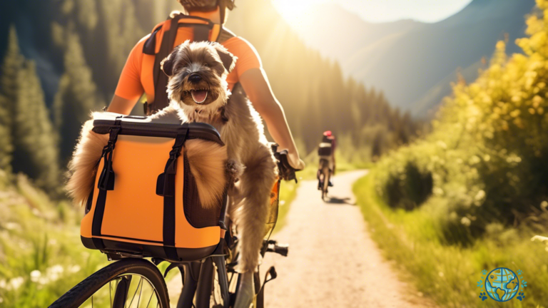 Experience the Joy of Outdoor Adventures with a Bike Pet Carrier - A Happy Cyclist Riding Along a Scenic Trail, with their Beloved Furry Friend Safely and Comfortably in a Carrier Attached to the Bike's Rear, Enjoying the Vibrant Sunlit Landscape.