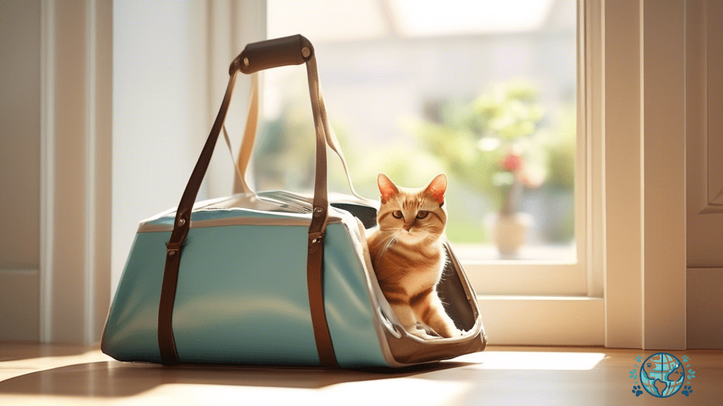 Spacious and Versatile Cat Carrier Bag with Curious Cat Peeking Out, Perfect for Travel and Adventure