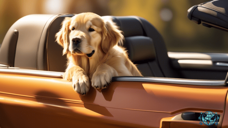 Golden retriever enjoying a convertible dog carrier in the sunlight with mesh panels for fresh air during travel