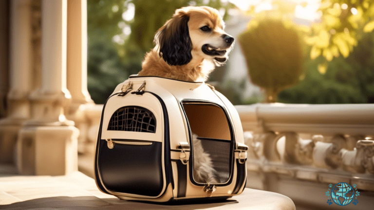 Experience ultimate luxury and style with our exquisite designer dog carriers, as showcased in this radiant sun-drenched photo. The bright natural light beautifully emphasizes the intricate details of these opulent carriers, ensuring a comfortable and fashionable travel experience for stylish pup enthusiasts.