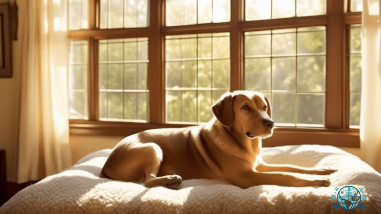 Cozy comfort awaits at our dog-friendly bed and breakfast, with a sunlit room adorned with a plush dog bed by a window. A happy pup basks in the warm glow, bringing joy to its content owner.