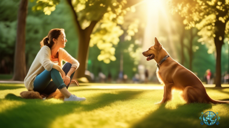 Dog owner and their furry companion enjoying a sunny day at a pet-friendly park