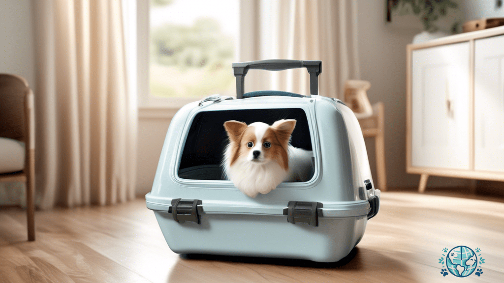 An expandable pet carrier flooded with natural light, showcasing its spaciousness and comfort for stress-free travel with a contented pet.