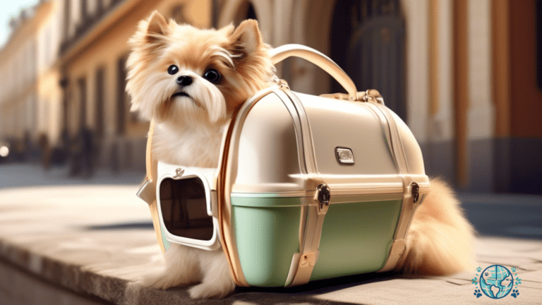 Travel in style with your fashionable pet carrier - a chic accessory for exploring European cities with your furry companion.
