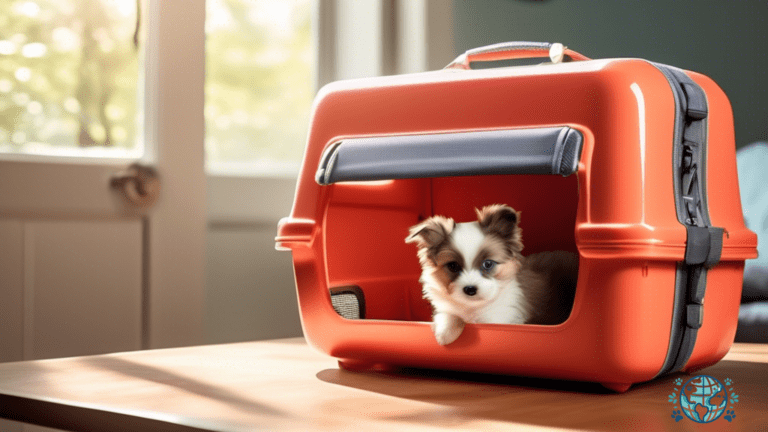 Durable hard-sided pet carrier for travel, showcased in vibrant sunlit setting, highlighting its reliability and robust construction.