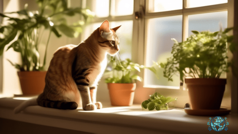 Effortless cat travel with a pet carrier in a sunlit room, surrounded by plants - a serene atmosphere for airplane travel with cats.