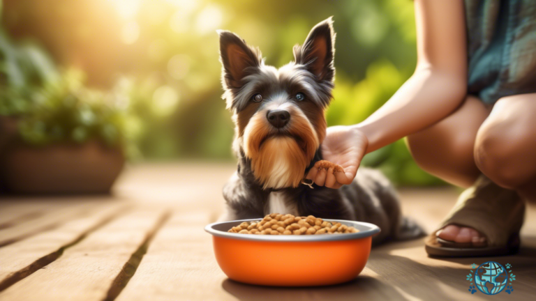 Pet owner holding a bowl of fresh, vibrant pet food amidst lush greenery, highlighting nutritious and travel-friendly options for pet travel nutrition.