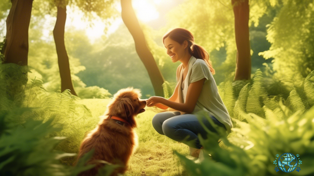 Cheerful pet owner and their furry companion happily exploring a scenic outdoor location amidst lush green foliage, basking in the warm glow of sunlight - Pet Travel Quarantine: What You Need To Know.