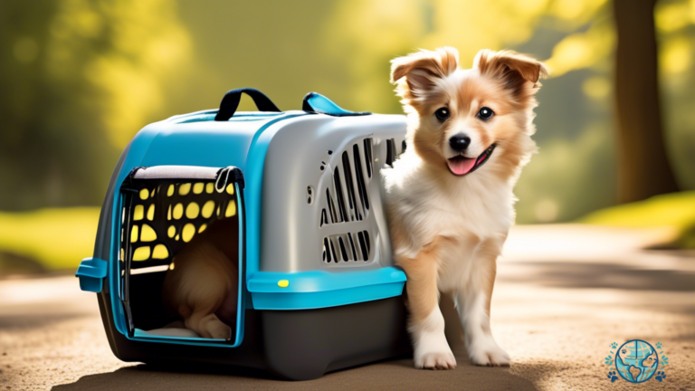 Adorable pup enjoying a comfortable and secure journey in a durable waterproof dog carrier, illuminated by sunlight